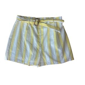 Altar'd State Yellow and White Striped Cotton High Waist Shorts‎ Size Large